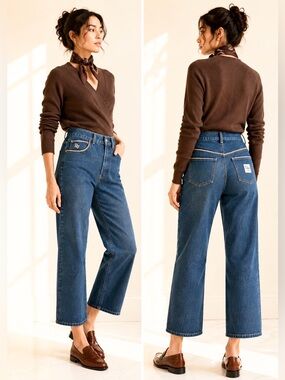 Dior Vintage High Rise Cropped Jeans Embroidered Logo Pink Trim Sz 24